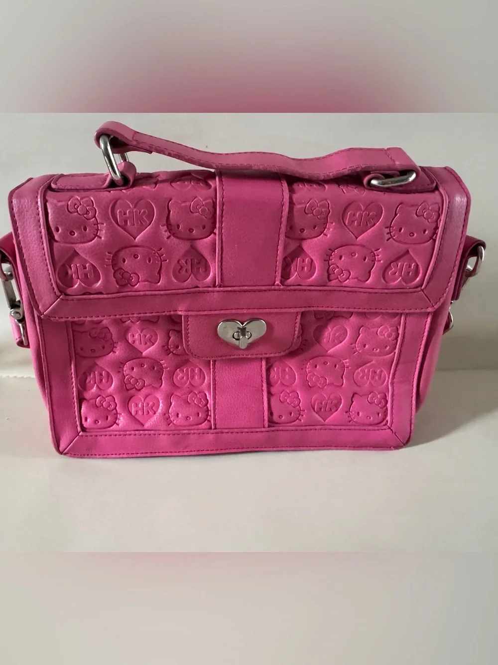 Loungefly x Hello Kitty Pink Embossed Crossbody Satchel Purse Rare Sanrio Bag